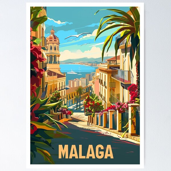 Artikel-Vorschau von Malaga-Reiseposter, perfektes Geschenk für Reiseliebhaber, Wandkunst im Vintage-Stil, Spanien-Wandkunst als Heimdekoration, Malaga-Druck., designt und verkauft von Thegalleryshop1.