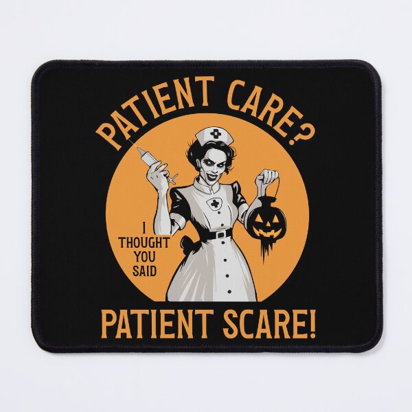 Item preview, Spooky Nurse Halloween "Patient Care? Patient Scare!" Nursing Vintage designed and sold by Designer-Girl.
