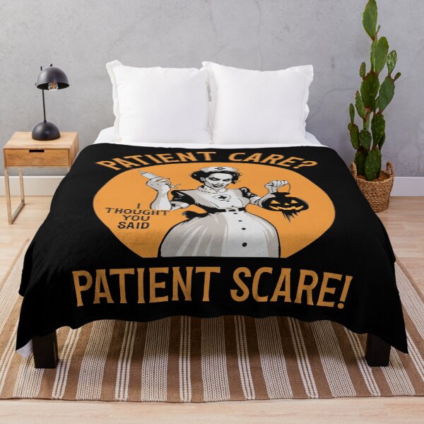 Item preview, Spooky Nurse Halloween "Patient Care? Patient Scare!" Nursing Vintage designed and sold by Designer-Girl.