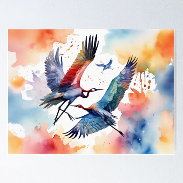 Item preview, Loving two pastel cranes designed and sold by Wa Wonder.