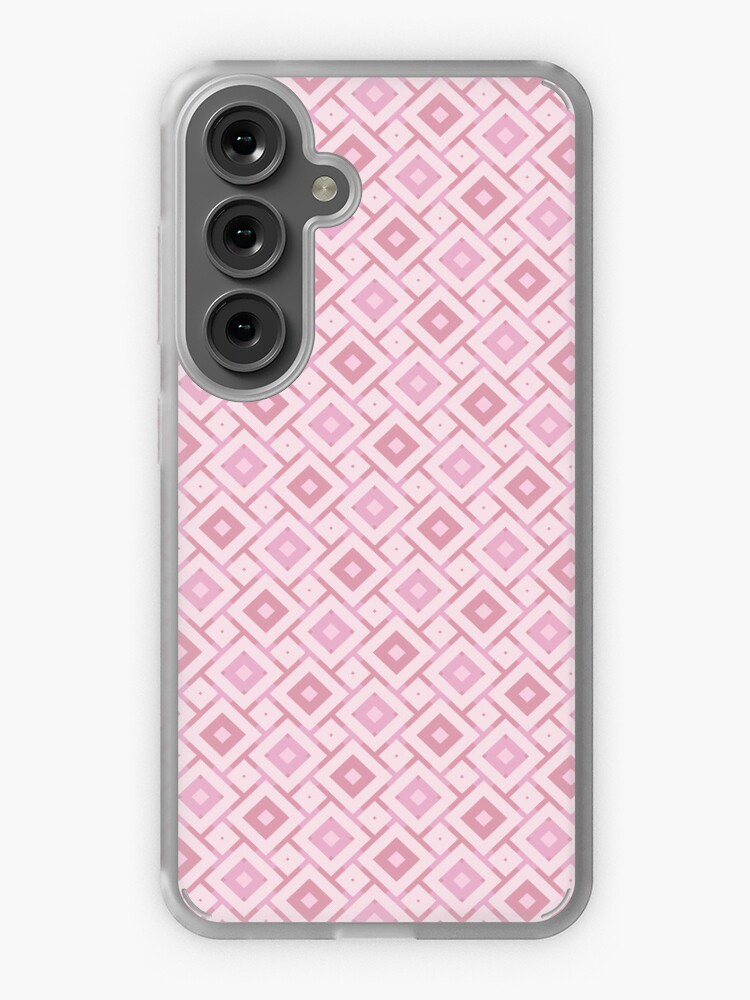 Samsung Galaxy Phone Case, Geometric Dusky Rose Colorful Diamond Checkerboard designed and sold by Triplicate Limited