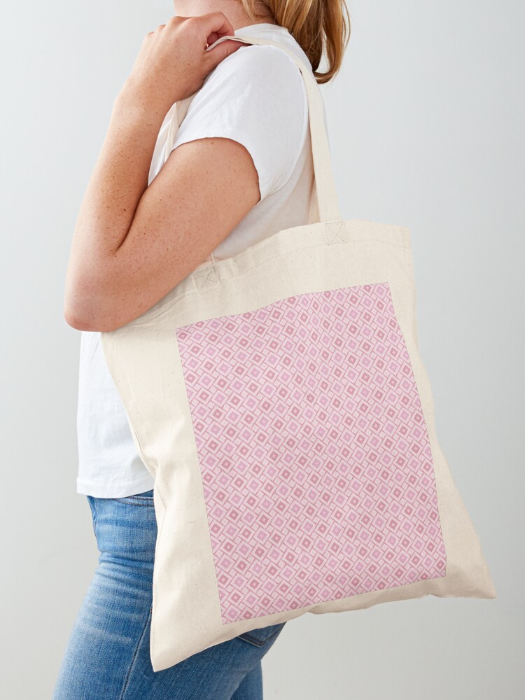 Tote Bag, Geometric Dusky Rose Colorful Diamond Checkerboard designed and sold by Triplicate Limited