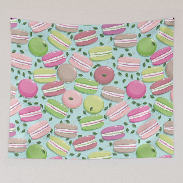 Item preview, Macaron and blueberry leaves, Light blue background designed and sold by Alex  Blud.
