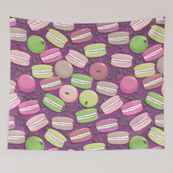 Item preview, Macaron and blueberry leaves, Burgundy background designed and sold by Alex  Blud.