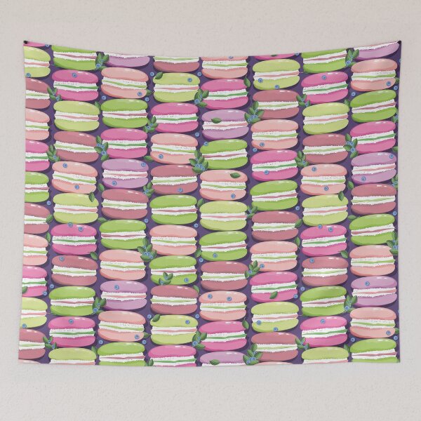 Item preview, Macaron and blueberry sprigs, Purple background designed and sold by Alex  Blud.
