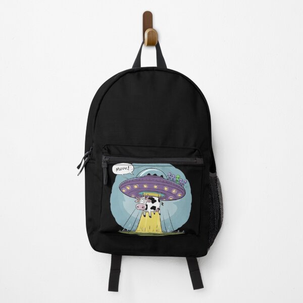 Item preview, Ufo kidnapping a cow with the text "moo!" 2 designed and sold by MyNiceDesigns.