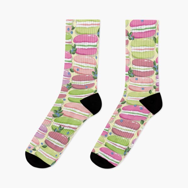 Item preview, Macaron and blueberry sprigs, Light yellow background designed and sold by Alex  Blud.