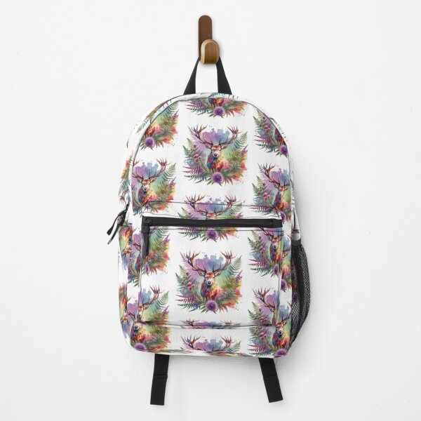 Item preview, Majestic Scottish Highland Stag in Thistles Colorful Watercolor designed and sold by MaedK.