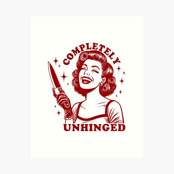 Item preview, Completely Unhinged on red designed and sold by sugarpalmdesign.