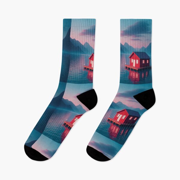 Item preview, Tranquil Red Shack on Serene Lake designed and sold by blue-koala.