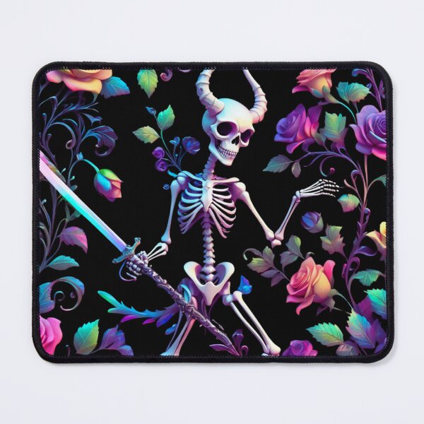Item preview, A skeleton holds a sword and flowers surround it. designed and sold by MyOneLife.