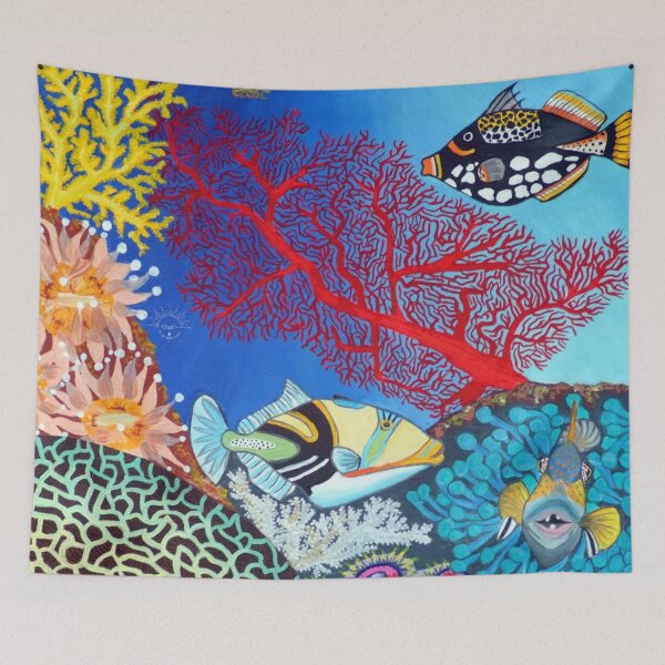 Aperçu de l'œuvre Art original, les balistes, poissons tropicaux créée et vendue par GabiVitryArt.