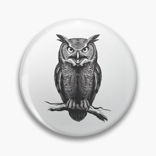 Aperçu de l'œuvre Illustration de hibou monochrome audacieuse créée et vendue par MerchMasterPL.