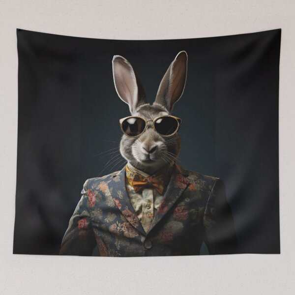 Item preview, Stylish Rabbit in Floral Suit designed and sold by Sillytoe.