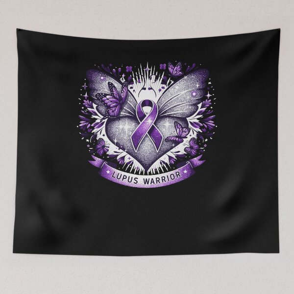 Item preview, Lupus Awareness Warrior Survivor Purple Butterflies Heart designed and sold by Dressed For  Duty.