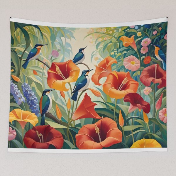 Item preview, Kingfishers in Floral Area. designed and sold by Nira Dabush.