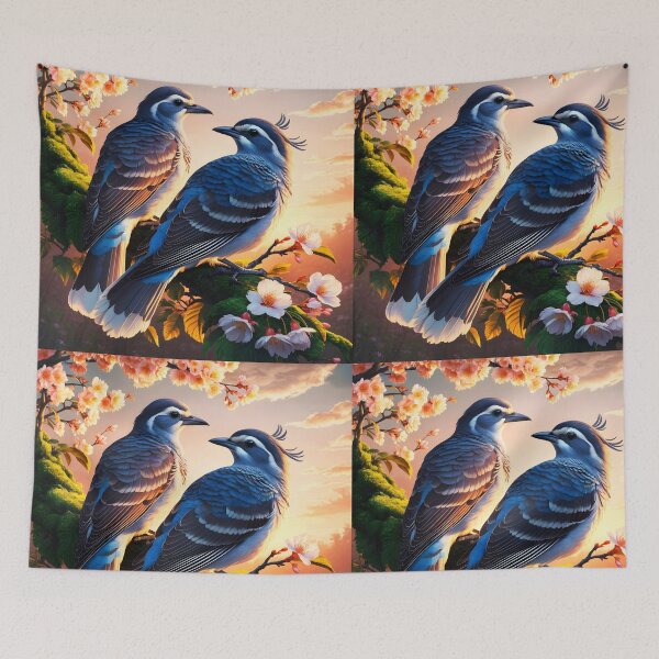 Item preview, Bird Couple -Two common Cuckoos on a blooming cherry tree designed and sold by EmeraldeaArt.