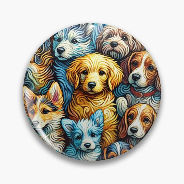 Item preview,  Puppies huddled together, Van Gogh style, vibrant colors, swirling brushstrokes. designed and sold by toypoodlemom.