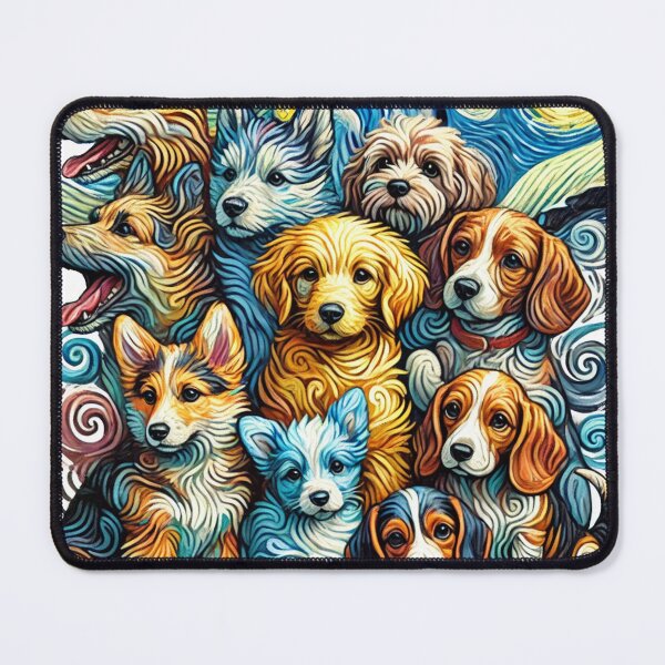 Item preview, Puppies huddled together, Van Gogh style, vibrant colors, swirling brushstrokes. designed and sold by toypoodlemom.