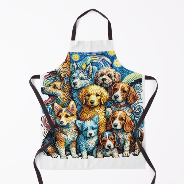 Item preview, Puppies huddled together, Van Gogh style, vibrant colors, swirling brushstrokes. designed and sold by toypoodlemom.