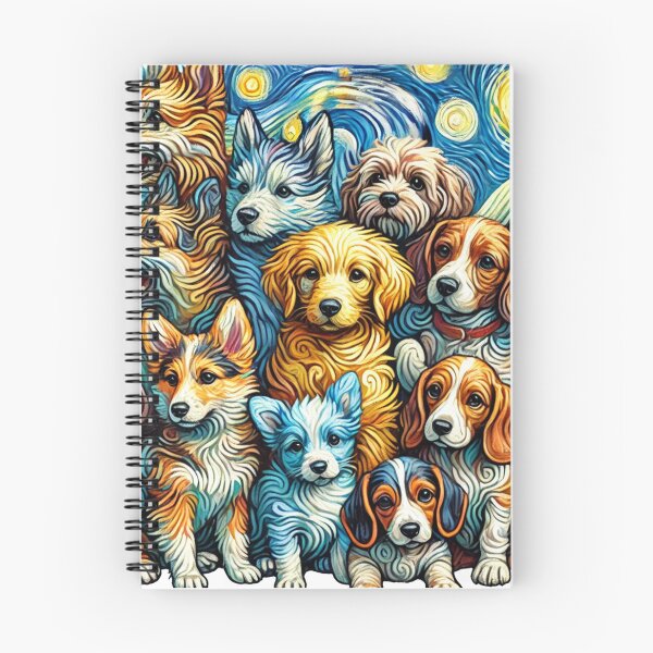 Item preview,  Puppies huddled together, Van Gogh style, vibrant colors, swirling brushstrokes. designed and sold by toypoodlemom.