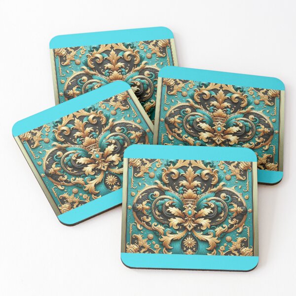 Item preview, Ocean Turquoise, Matte Black & Gold Rococo designed and sold by DesignsByPrnces.