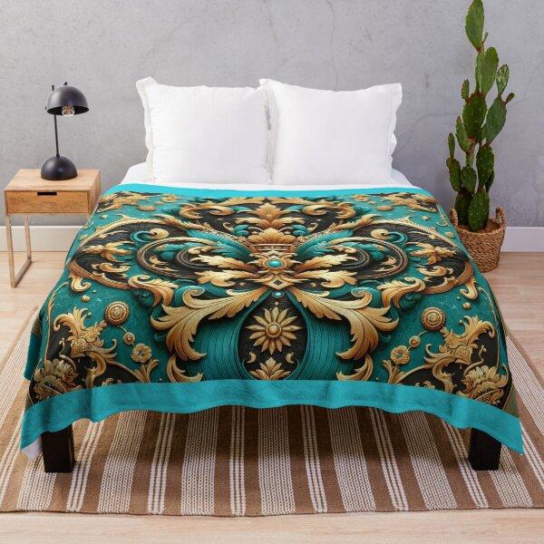 Item preview, Ocean Turquoise, Matte Black & Gold Rococo designed and sold by DesignsByPrnces.