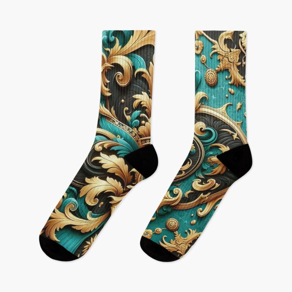 Item preview, Ocean Turquoise, Matte Black & Gold Rococo designed and sold by DesignsByPrnces.