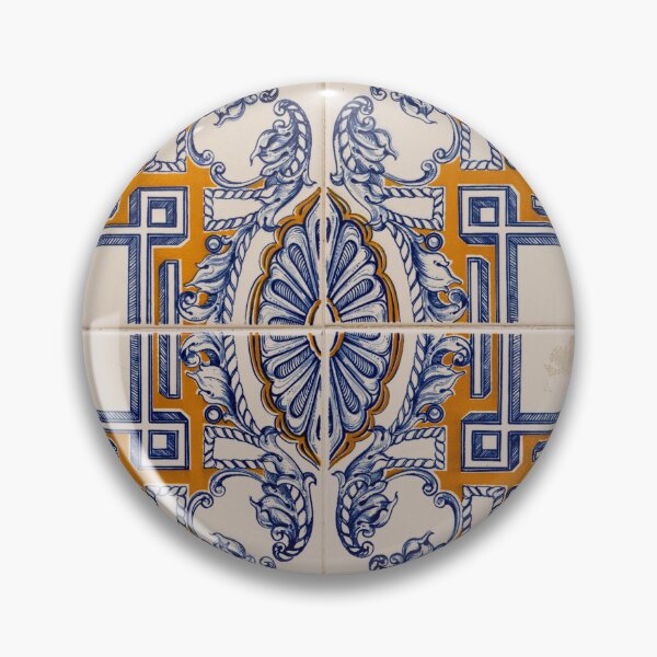 Item preview, Antique Portuguese Tradition - Exquisite Blue and Yellow Hand Painted Azulejo Tiles designed and sold by Georgia Mizuleva.