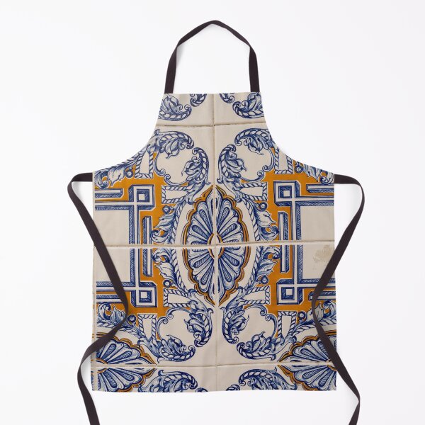 Item preview, Antique Portuguese Tradition - Exquisite Blue and Yellow Hand Painted Azulejo Tiles designed and sold by Georgia Mizuleva.