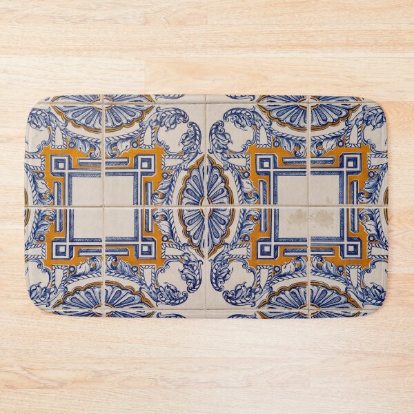 Item preview, Antique Portuguese Tradition - Exquisite Blue and Yellow Hand Painted Azulejo Tiles designed and sold by Georgia Mizuleva.