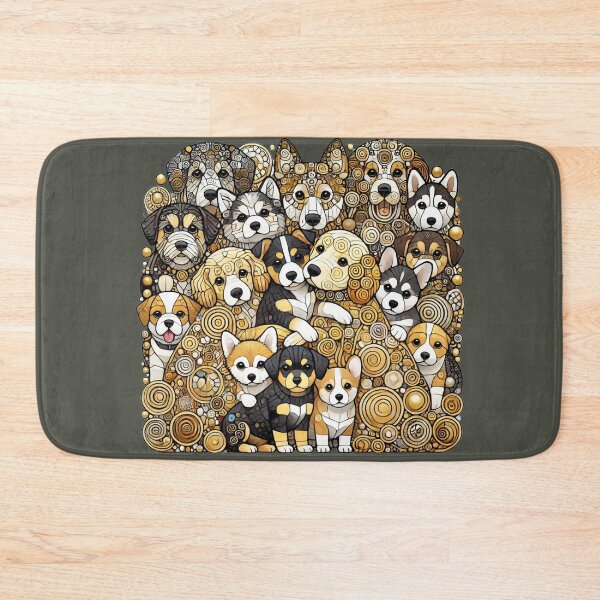 Item preview,  Puppies huddled together, Klimt style, intricate patterns, gold accents. designed and sold by toypoodlemom.