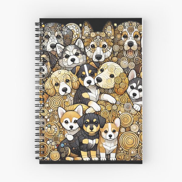 Item preview,  Puppies huddled together, Klimt style, intricate patterns, gold accents. designed and sold by toypoodlemom.