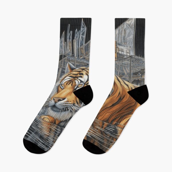 Item preview, Tiger Swimming in the City River designed and sold by Syrupulse.