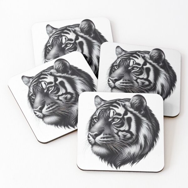 Item preview, Tiger Head black and white sketch tattoo designed and sold by Expressions-Sel.