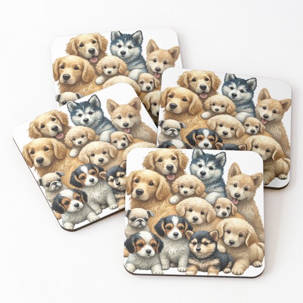 Item preview, Group of puppies similar to Monet style art is characterized by loose brushwork, capturing light and atmosphere. designed and sold by toypoodlemom.