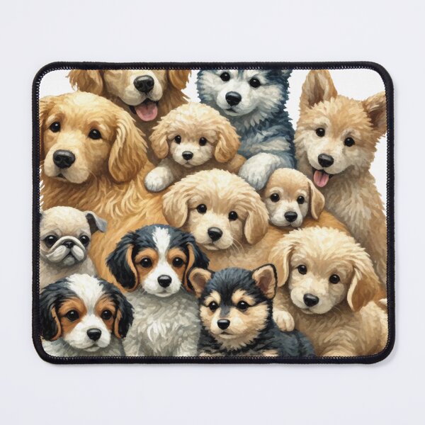 Item preview, Group of puppies similar to Monet style art is characterized by loose brushwork, capturing light and atmosphere. designed and sold by toypoodlemom.