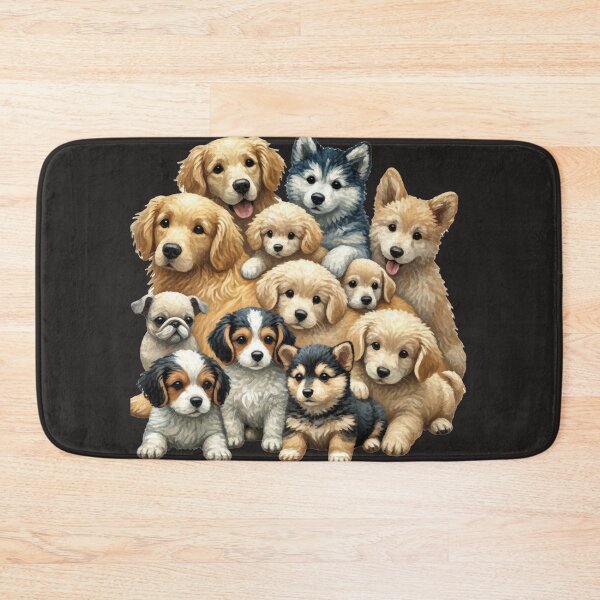 Item preview, Group of puppies similar to Monet style art is characterized by loose brushwork, capturing light and atmosphere. designed and sold by toypoodlemom.