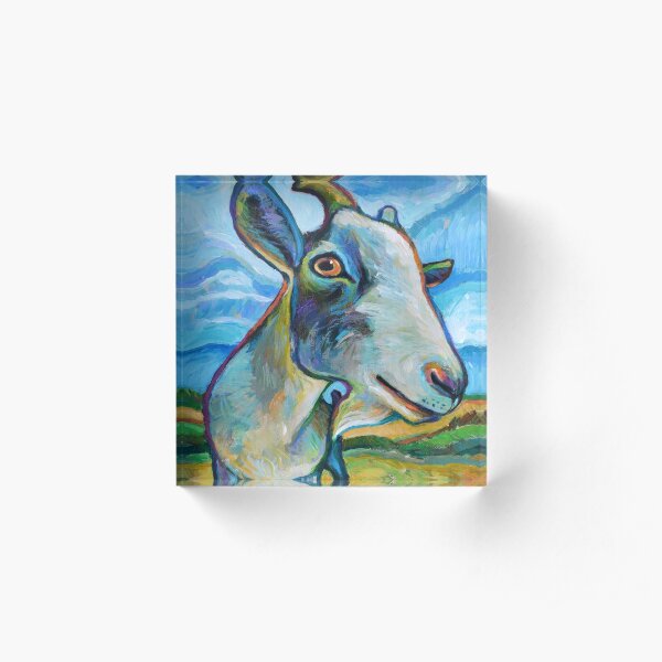 Goat Painting called Van Goat Acrylic Block