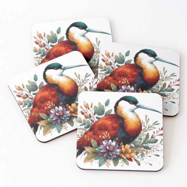 Item preview, A beautiful colorful African jacana with various leaves and flowers designed and sold by Marcoshop10.