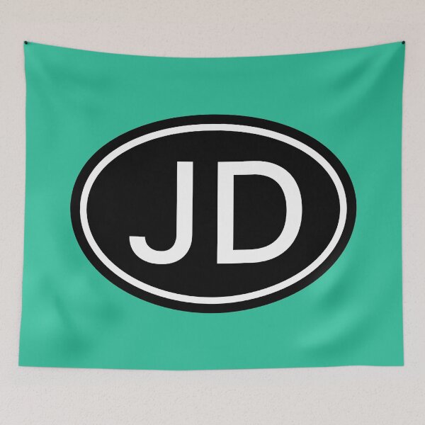 Item preview, JD Initials Monogram Oval White Letters designed and sold by Jeallan Designs.