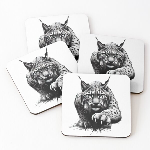 Item preview, lynx black and white sketch tattoo designed and sold by Expressions-Sel.