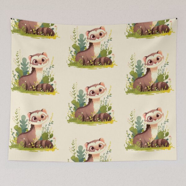 Item preview, Cute ferret in tall grass designed and sold by etherElric.