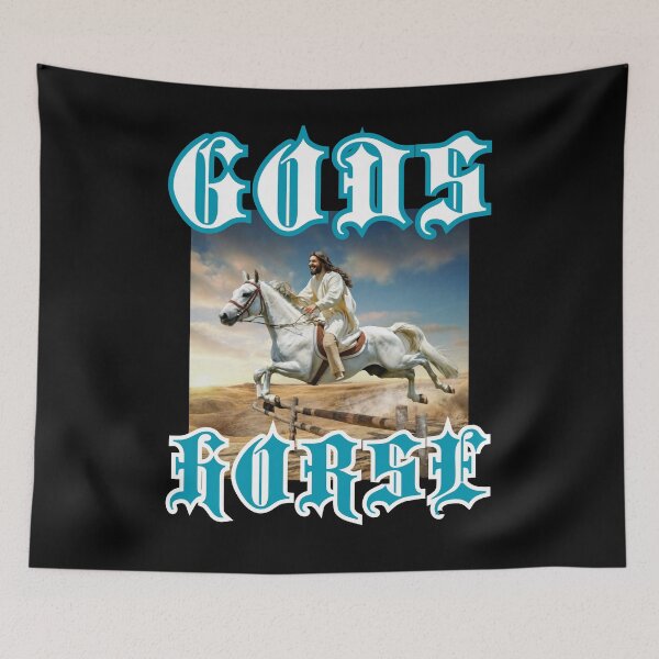 Item preview, Gods Horse jump say Jesus on horseback christian gothic crazy gifts designed and sold by thankful-loco.