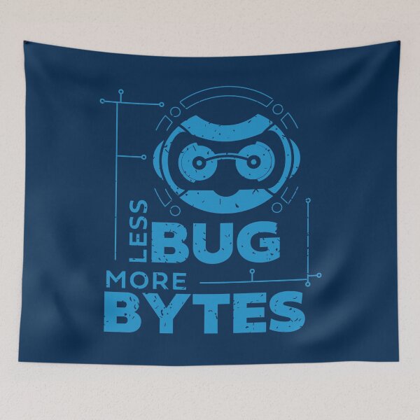 Item preview, Less Bug More Bytes With Bot Monochromatic Blue designed and sold by iamKaye.