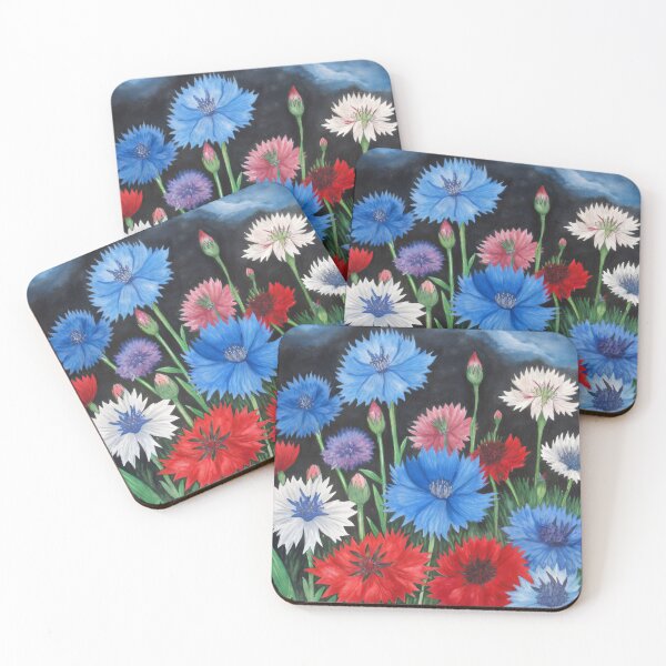 Item preview, Cornflowers field watercolor pattern and landscape art designed and sold by patterncrow.
