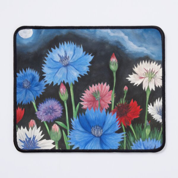 Item preview, Cornflowers field watercolor pattern and landscape art designed and sold by patterncrow.