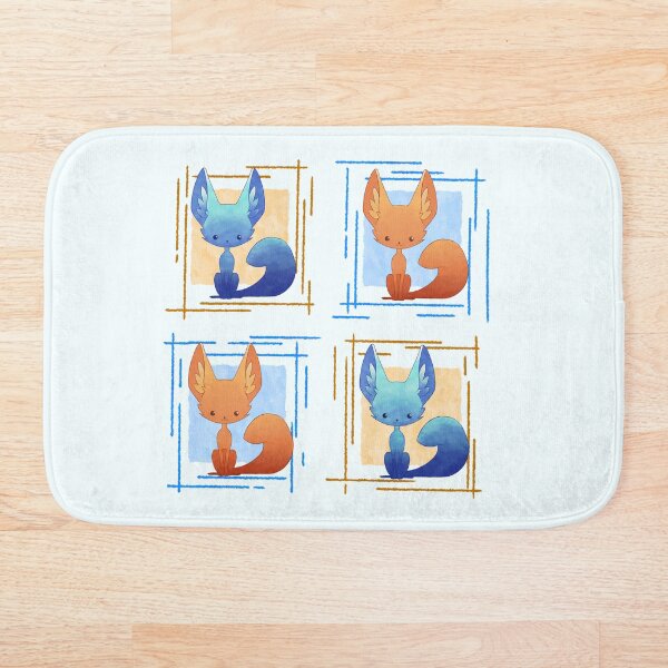 Item preview, Cute Chibi Tropical Blue Orange Fox Pattern designed and sold by GhostoftheSea.