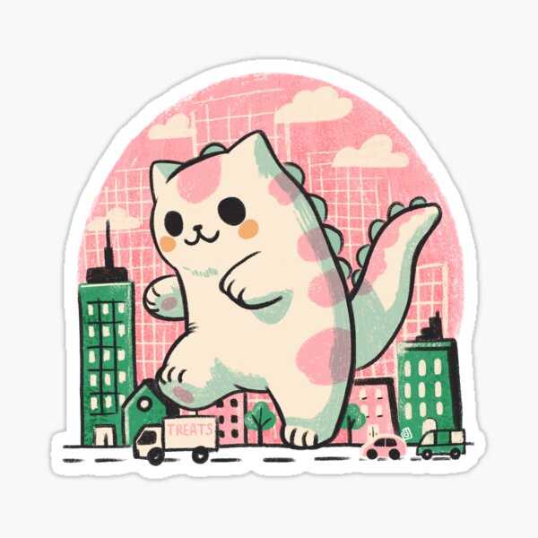 Item preview, Catzilla chasing treats designed and sold by Itouchedabee.