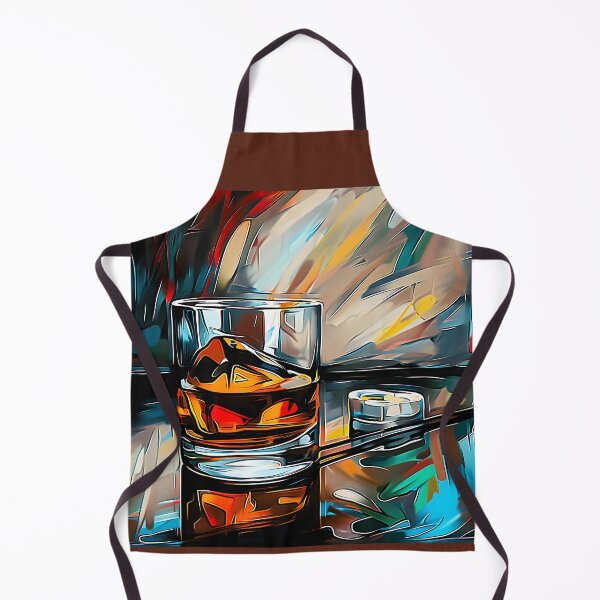 Item preview, Whiskey Glass with Ice Surrounded by Vibrant Abstract Brushstrokes - AI Generated Art designed and sold by OlfactoART Studio.